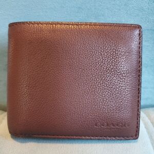 Coach Brown Pebbled Leather Men's Wallet